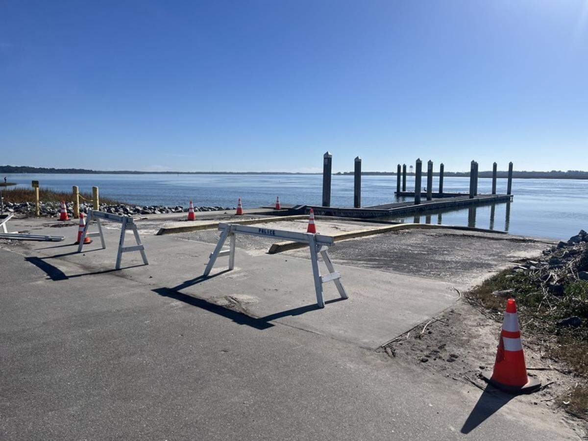Tropical Storm Helene damaged the Beaufort County boat ramp at Sands Beach in Port Royal. It was still closed as of mid-December but the county has bid out the repair work.