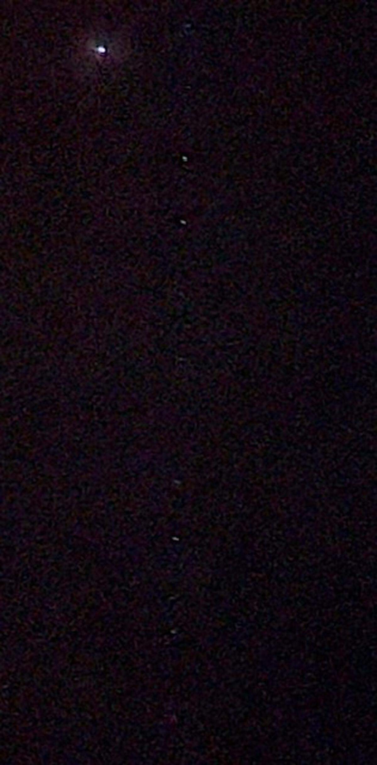 The line of Starlink Satellites as seen from Palmetto Bluff, in Bluffton. Submitted by John Skiba.