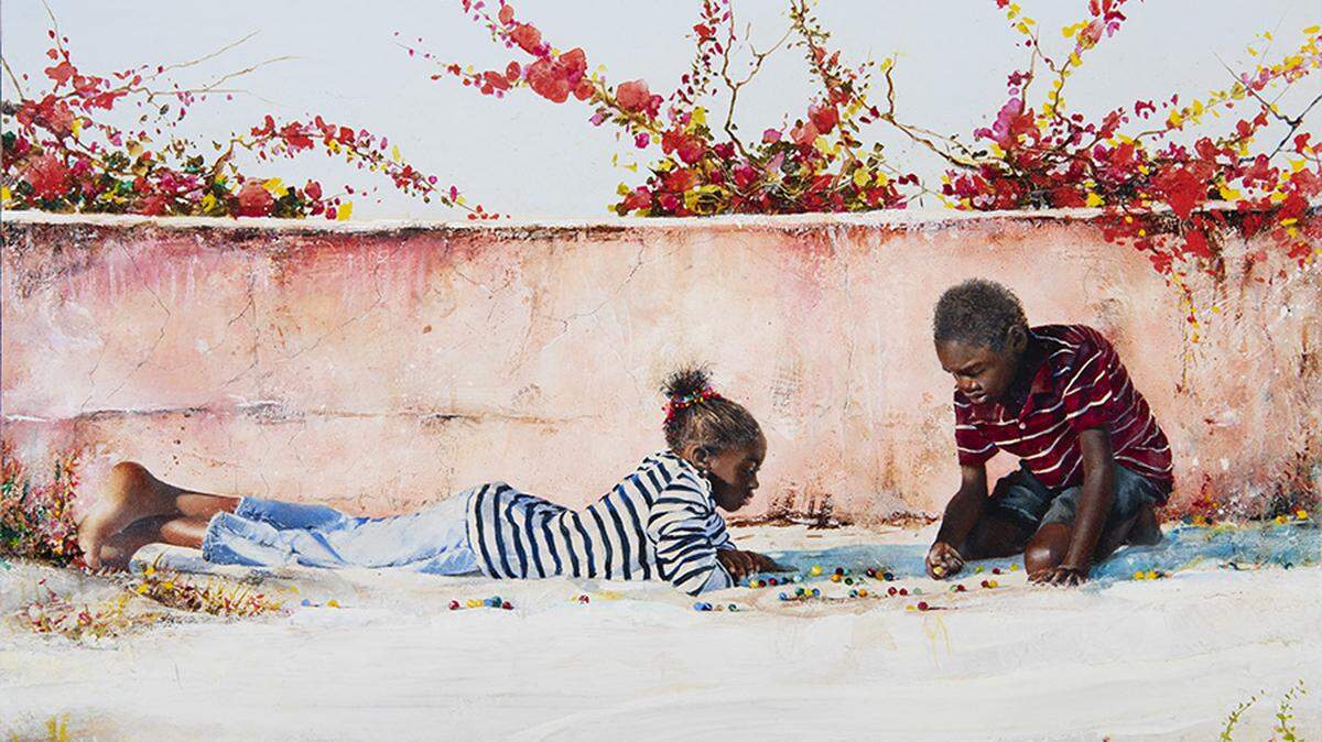 Stephen Scott Young’s “Kid’s Game,” 12x16-inch oil on canvas, on display at The Red Piano Gallery in Bluffton, S.C.