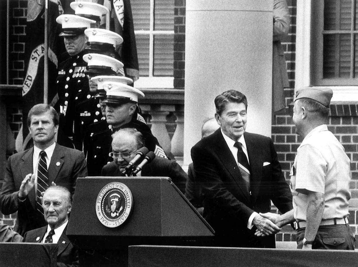 President Reagan visited Parris Island in June 1986.
