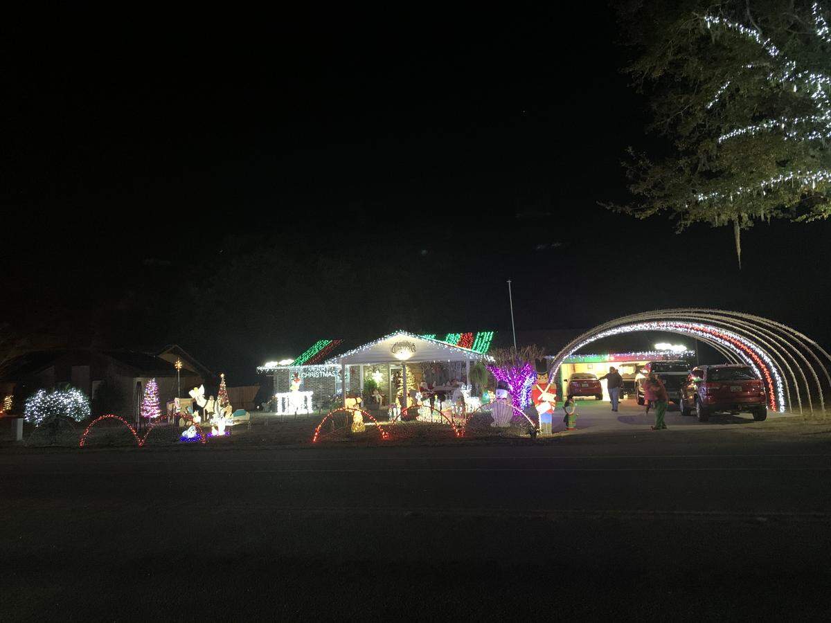 One of the homes decked out in lights on Mink Point Boulevard in Beaufort