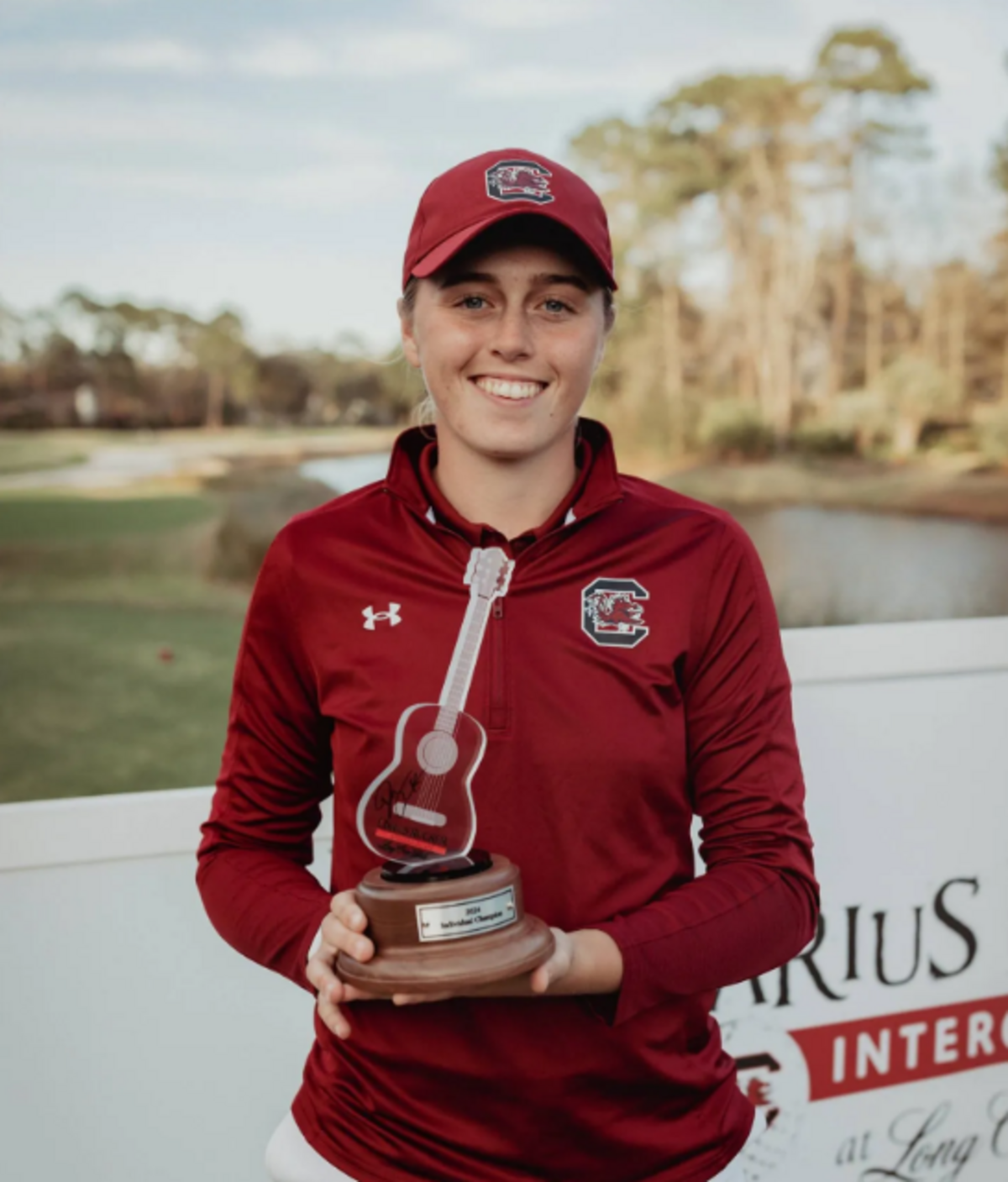 University of South Carolina’s Hannah Darling gets her first career victory as co-champion of the Darius Rucker Intercollegiate at Long Cove Club March 6, 2024.