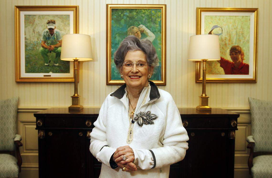 Mary Stone Fraser, stands for a portrait on March 27, 2015 in the "Hall of Champions" in the new Harbour Town Club House after participating in the ribbon cutting ceremony earlier in the morning in Sea Pines, Hilton Head Island. To watch a video, go to: http://bit.ly/1gf1c6W