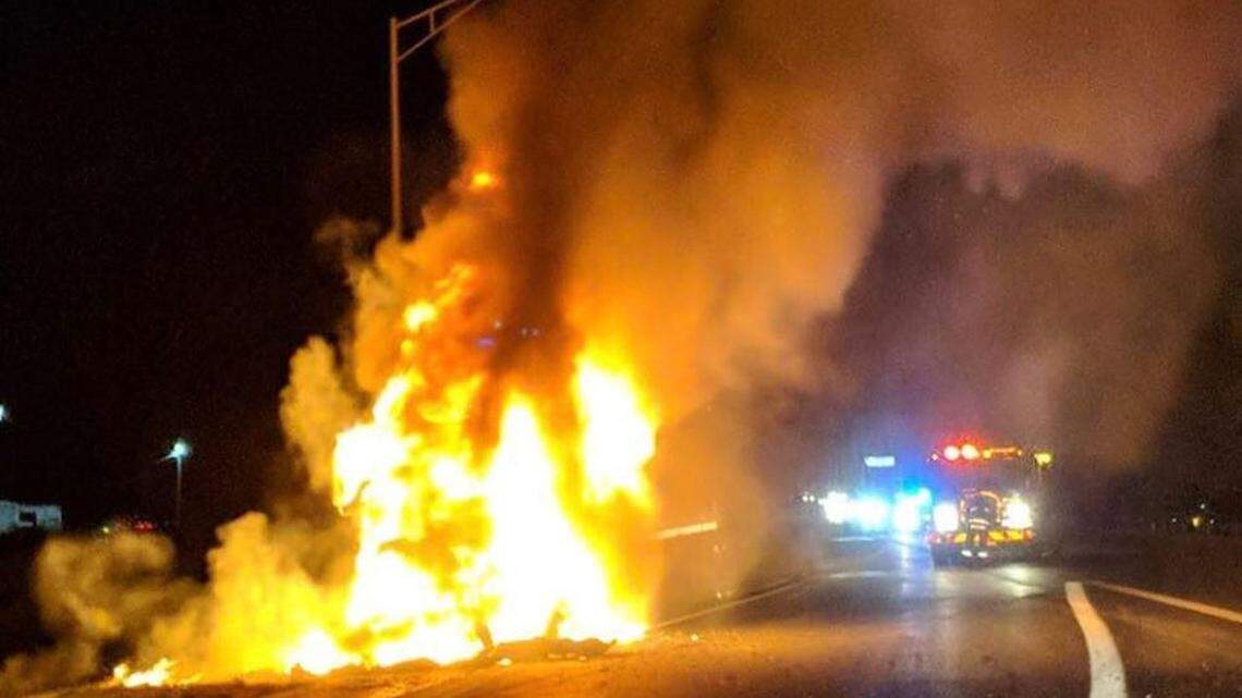 A tractor-trailer’s cab was burned in a fire after “mechanical difficulties” along I-95 in Ridgeland, South Carolina, according to officials.
