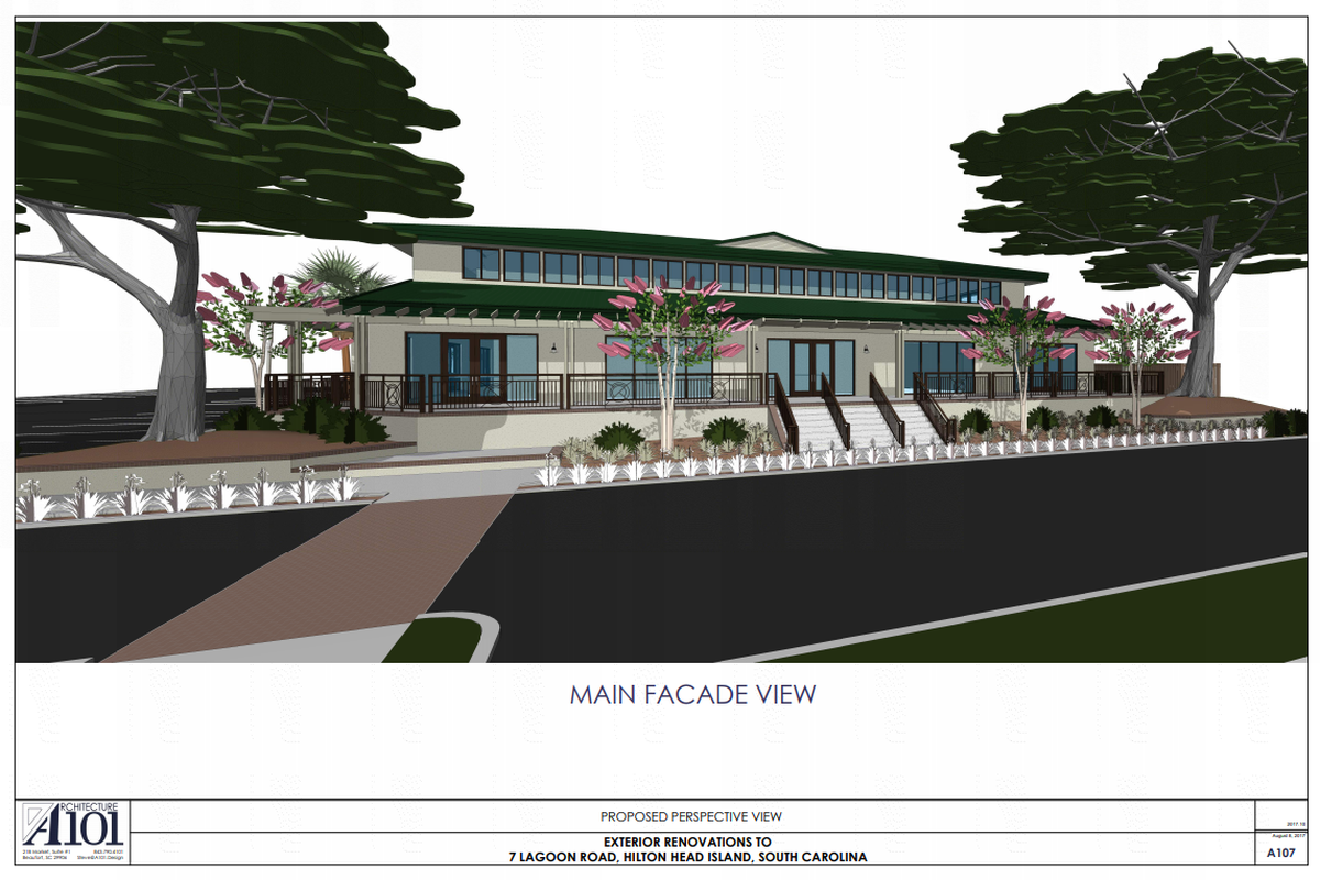 An architectural rendering of the Hilton Head Symphony building and Lagoon Lofts development in the Coligny area. The apartments on the second floor were developed by The Richardson Group and Local Pie owner Lee Lucier for “young professionals.”
