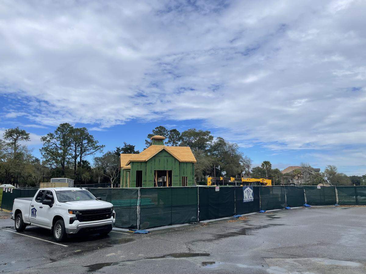 Work on the new section of the South Beach Marina Village continues, as shown here on March 12, 2026.