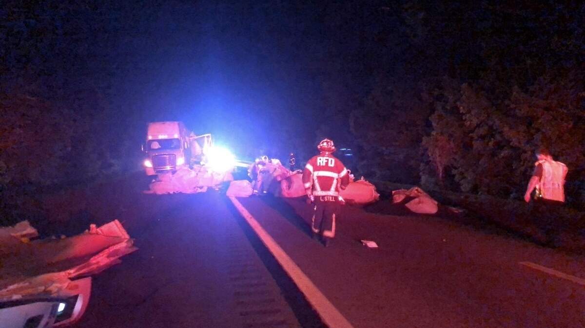 About 40,000 pounds of coffee beans closed I-95 Tuesday.
