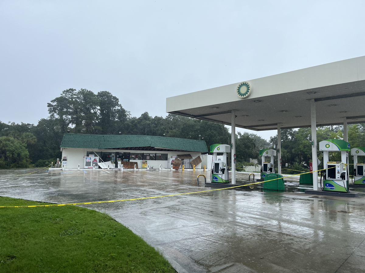A large buildup of rainwater from Tropical Storm Debby caused the roof to collapse at a well-known BP convenience store, located at 1610 Fording Island Road just before the Hilton Head bridges.