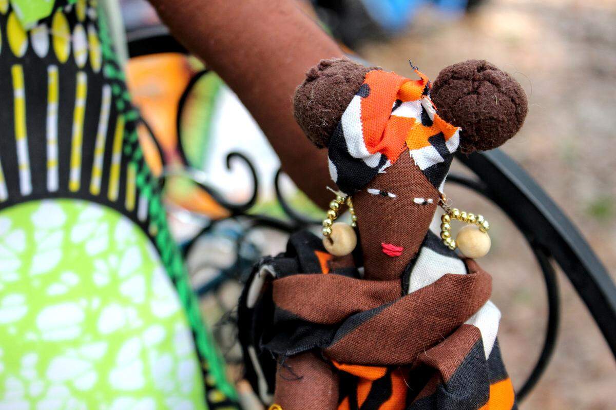 An African doll for sale at one of many stalls at Historic Mitchelville Freedom Park’s  Juneteenth celebration on June 14, 2025. Held annually, the event commemorates the ending of slavery in the United States.