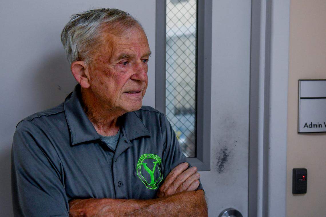 Mayor Colin Moore speaks about the Alpha Genesis monkey escape in the waiting room at the Yemassee Municipal Complex on Thursday, Nov. 7, 2024, in the Town of Yemassee, S.C. Moore says locals are accustomed to the occasional escape of the small monkeys and says they usually find their way back to the biomedical research facility on their own.