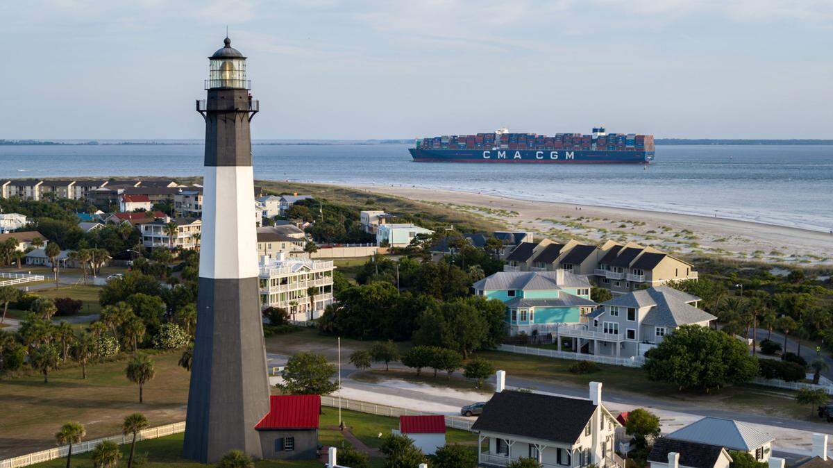 The Port of Savannah served the CMA CGM Marco Polo, the largest vessel to ever call the U.S. East Coast, on Wednesday, May 26, 2021. The vessel has a carrying capacity of more than 16,000 twenty-foot equivalent container units.