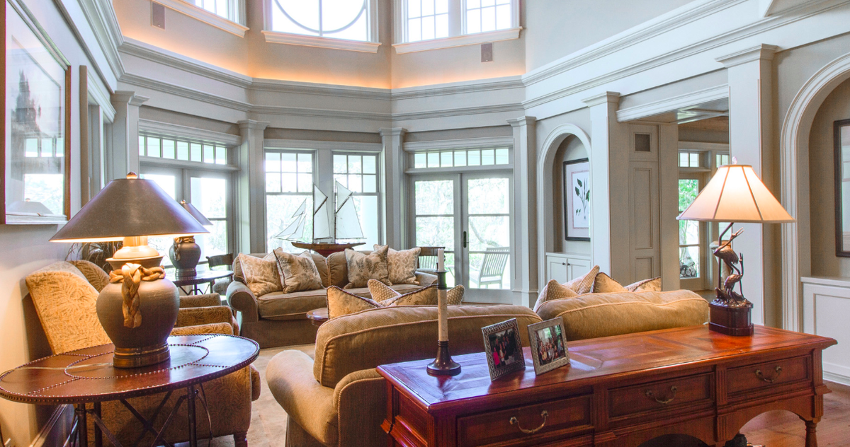 The formal living room at the Gull Island home.