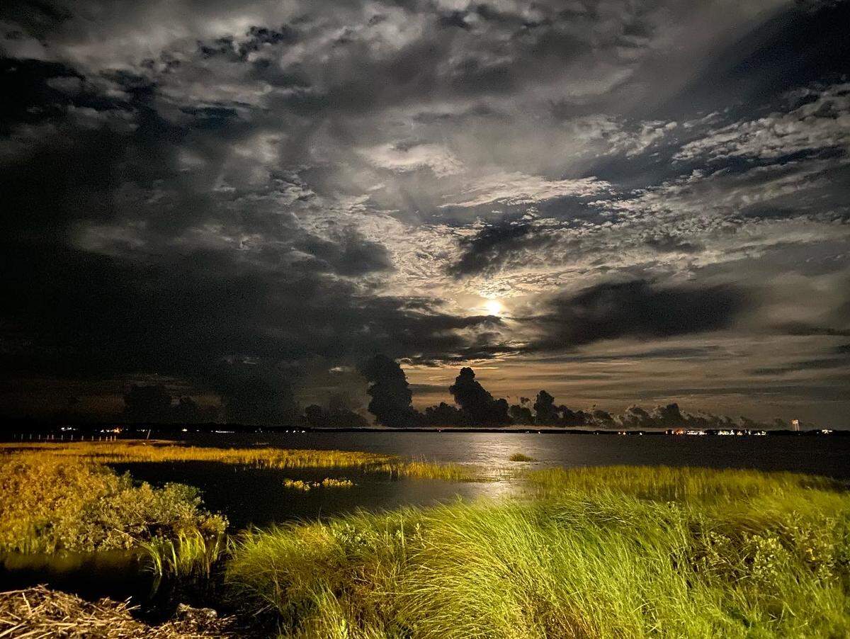 Supermoon near the Henry Robinson Boardwalk in Port Royal on July 13, 2022.