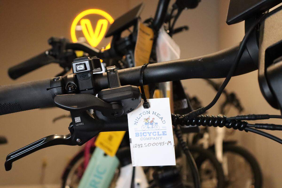 An electric bicycle was photographed March 19, 2026, at the Hilton Head Bicycle Company. E-bikes are growing in popularity among Beaufort County’s young teens and older adults, but some communities have instituted bans or regulations on the street-legal vehicles due to safety concerns.