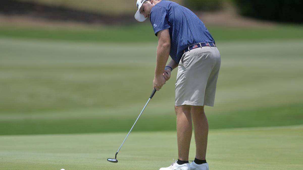 Matthew NeSmith putts the ball for birdie on the green at No. 18 during the final round of the Players Amateur on Sunday afternoon at Berkeley Hall Golf Club's North Course in Bluffton.