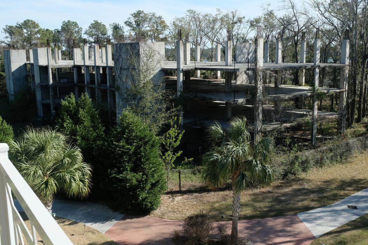 The failed construction project at the private and gated community at The Residences at Edgewater on Hilton Head Island as seen on March 7, 2018, is one of the structures on the Town of Hilton Head Island's abandoned structures list.