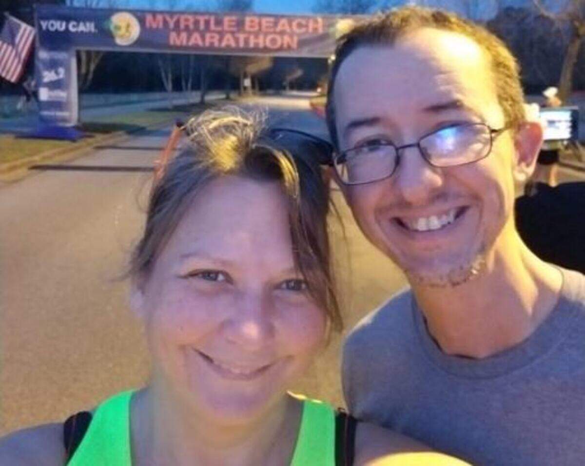 Leigh Campbell and her husband James Pendarvis ran a half marathon in Myrtle Beach to celebrate their first anniversary.
