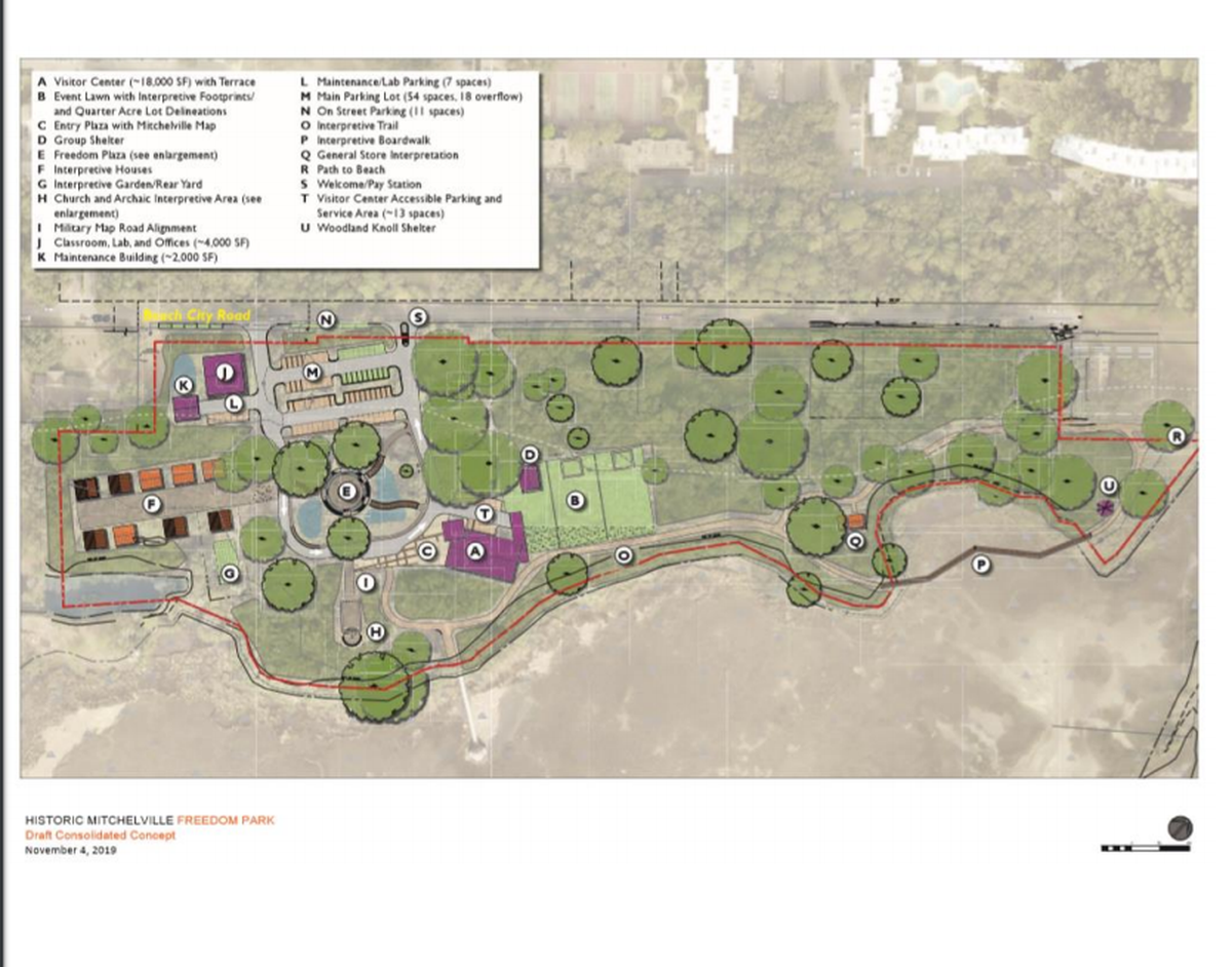 A draft plan for Mitchelville Freedom Park on Hilton Head Island. 