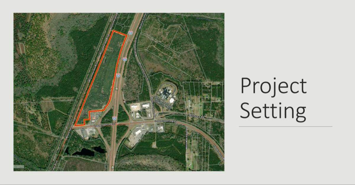 The “Hardee Station” location, outlined in red, is located on the northwest corner of I-95 and U.S. 278 in Hardeeville.