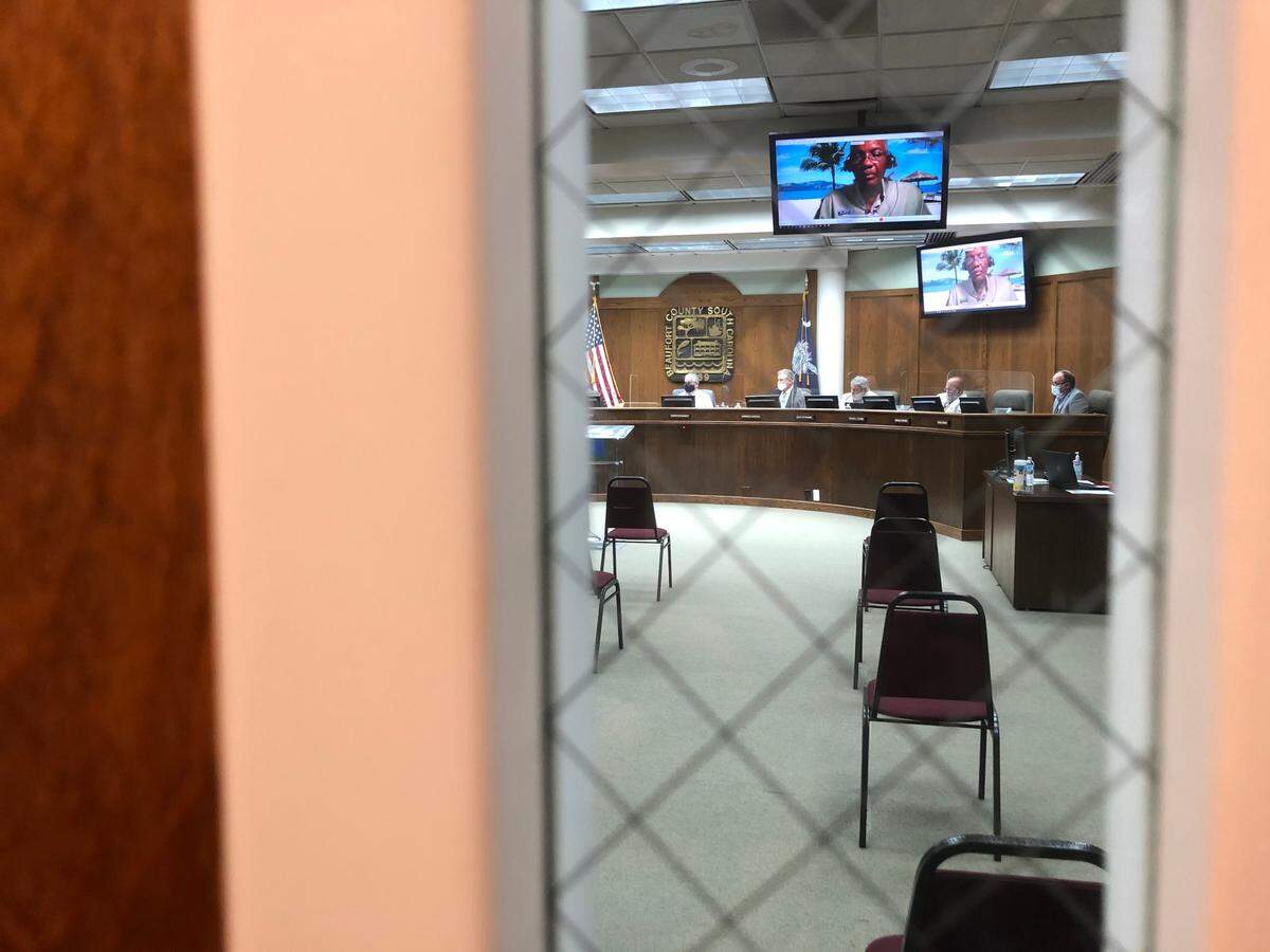 Beaufort County Council members meet in closed executive session on Monday, Nov. 9, 2020 to discuss the appointment of Eric Greenway as the county’s new interim administrator.