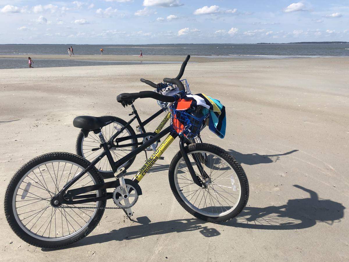 Rental bikes on the beach on Hilton Head Island.