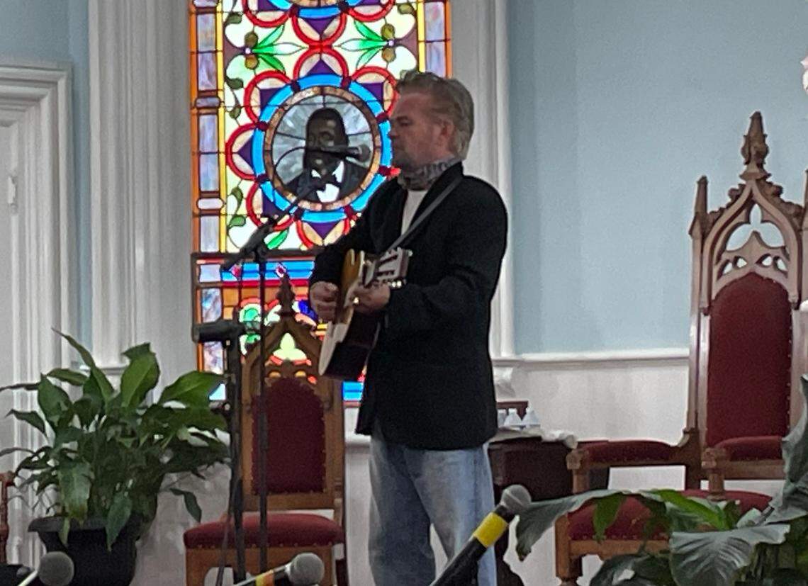 John Mellencamp plays inside Savannah’s First African Baptist Church.