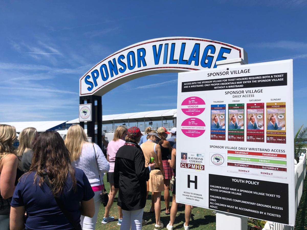 The Sponsor Village at RBC Heritage Presented by Boeing 2021. The area, usually open to all as The Heritage Lawn, has strict ticket limitations in 2021.