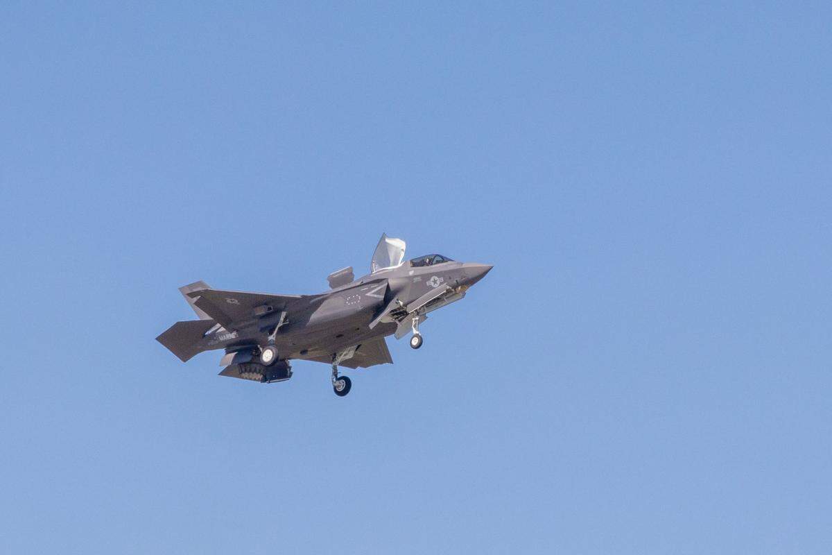 U.S. Marine Corps Lt. Col. Zachary Hartnett, from Illinois and the commanding officer of Marine Fighter Attack Squadron 533, prepares to land an F-35B Lightning II jet at Marine Corps Air Station Beaufort on Oct. 11. It was the firest F-35B Lightning II jet to arrive at the local Marine air station, marking the transition from the F/A-18 Hornet to the F-35B.