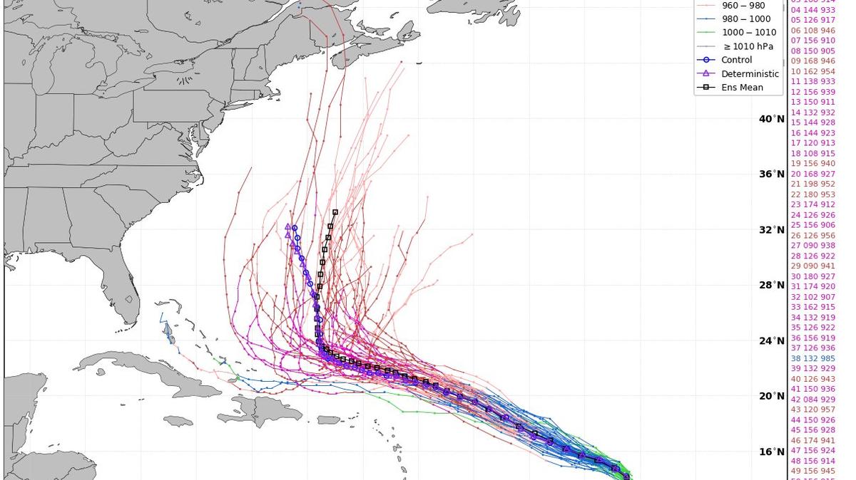 Hurricane Lee spaghetti model of track on Thursday, Sept. 7, 2023.