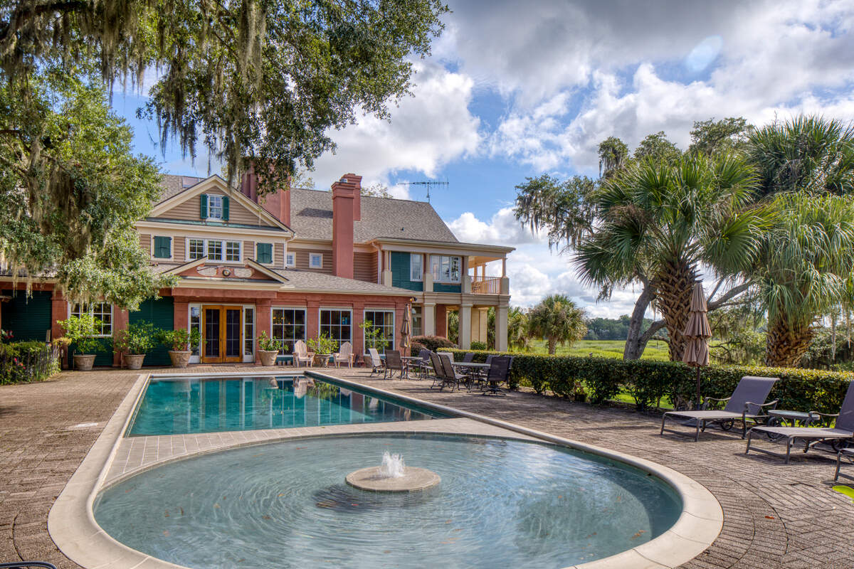 Beautiful poolside views from 1 Heffalump Road.