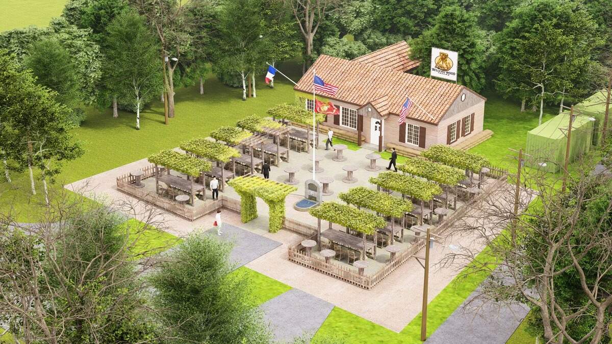 Rendered images of Belleau Wood Tavern, slated to open in Spring 2026 in Port Royal.