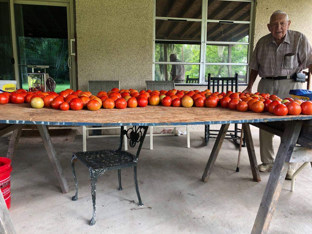 Bubba Crosby and his tomato stand.