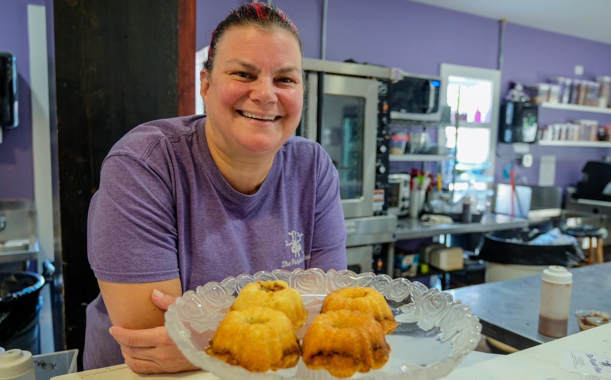 Lisa Bernstein, owner of The Purple Cow Coffees & Confections, is photographed on Wednesday, Oct. 13, 2021, at her Palmetto Bay Road eatery on Hilton Head Island.
