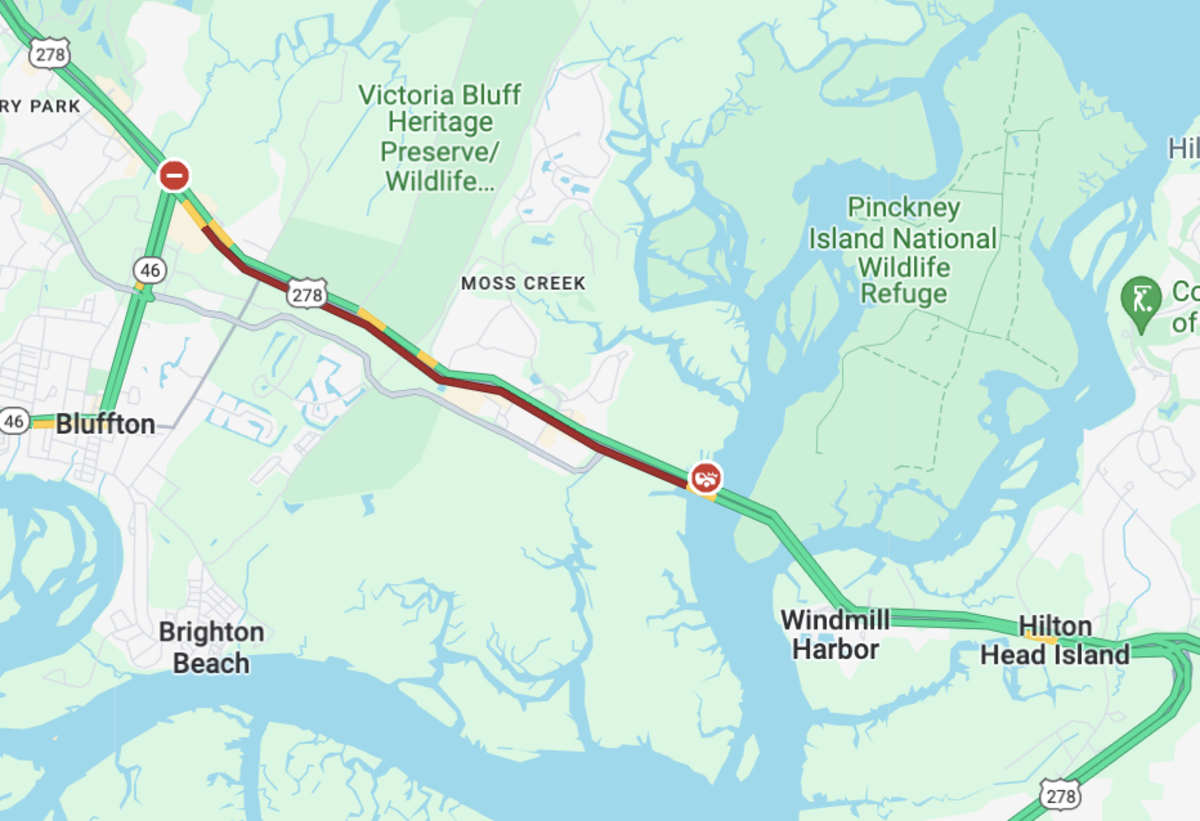 Even after the crash site was cleared, traffic was backed up from the Hilton Head bridges to Bluffton Road as of 9 a.m. Wednesday.