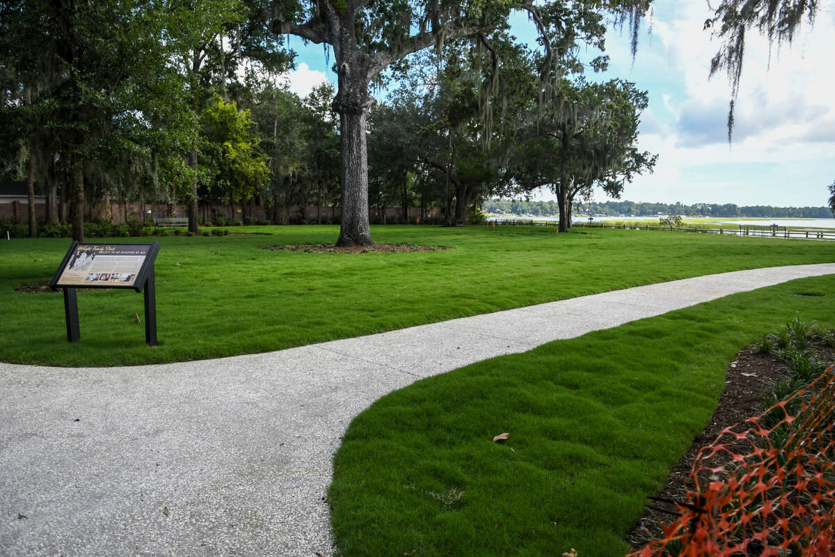 As seen on Thursday, Sept. 10, 2020 the Wright Family Park, currently under construction by the Town of Bluffton includes the restoration of the Squire Pope Family summer house, a dock with floating pier at the end of Calhoun Street, green space with scenic views of the May River and a bike taxi pick-up location in Old Town Bluffton.