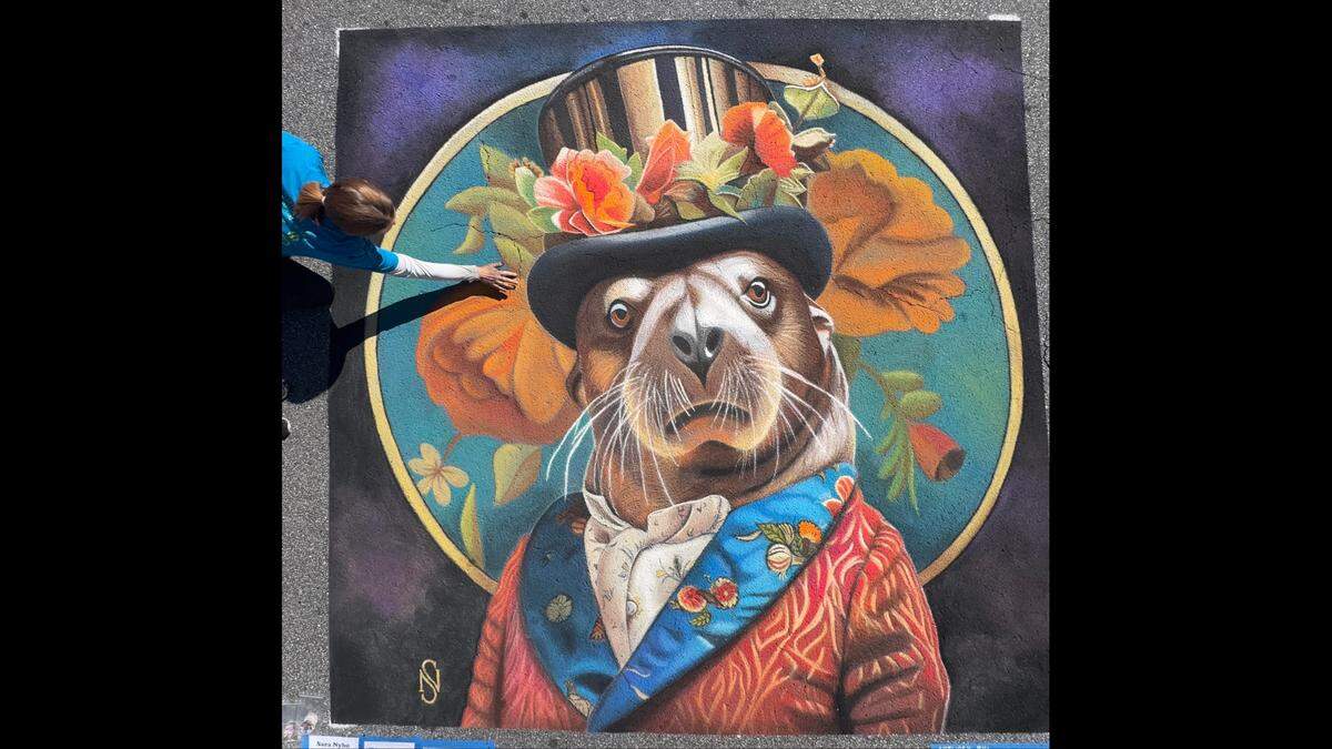 Sara Nybo’s “Sea Lion” won Best of Show at the Denver Chalk Art festival in 2025. Nybo, of Utah, will be on of the many prominent street painters who will be in Beaufort for the Chalk It Up! festival March 28-29.