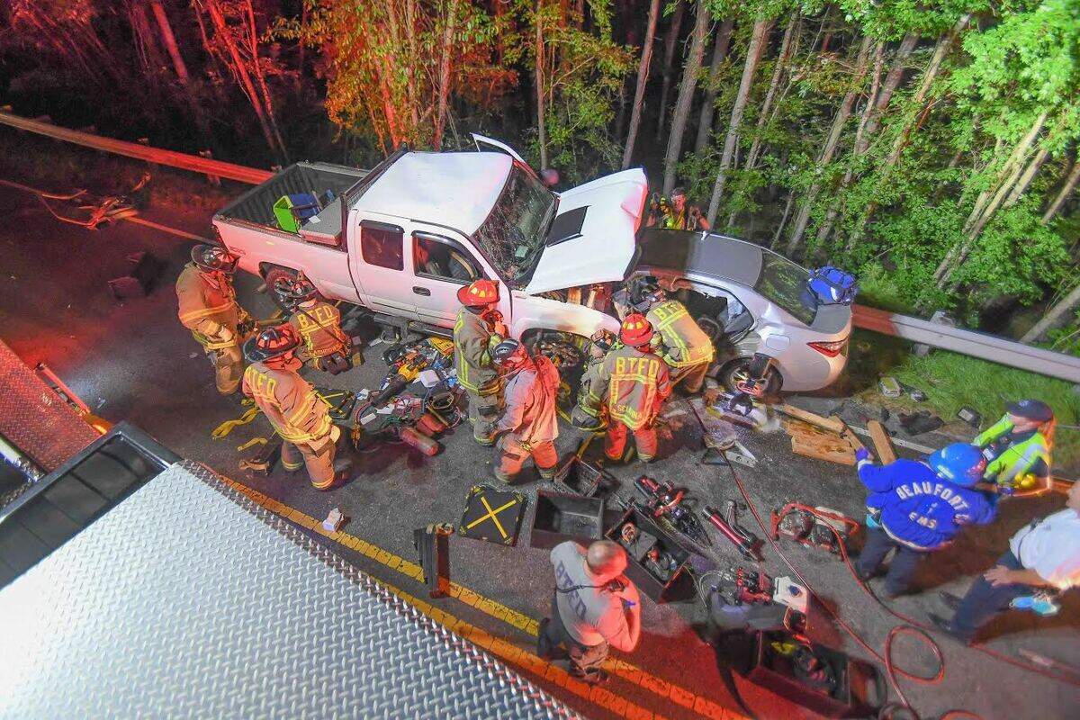 Two people were injured in a crash on SC 46 in Bluffton late Friday.