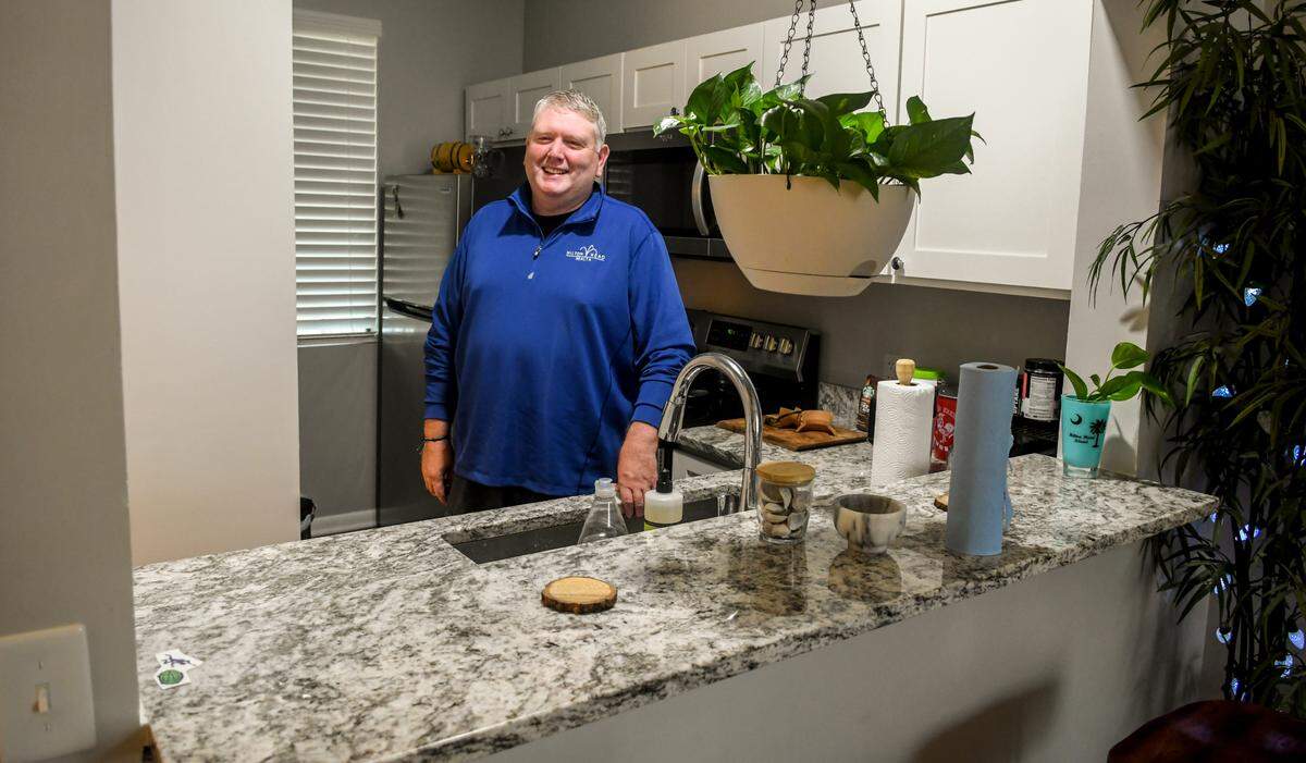 With ever increasing rents and diminishing number of affordable living options on Hilton Head Island, Hilton Head Health owner Kevin Carter stands in island apartment that he recently purchased and had remodeled. The money Carter charges is what he calls “reasonable rates,” rents that help him cover upkeep, utilities and taxes. He remodels them to a quality that would be comfortable to him.