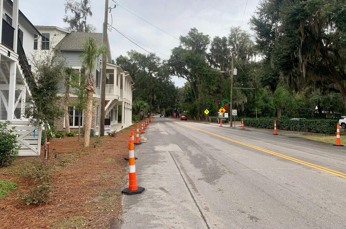 Bridge Street, as seen from Calhoun Street, runs through old town Bluffton, making it an essential thoroughfare.