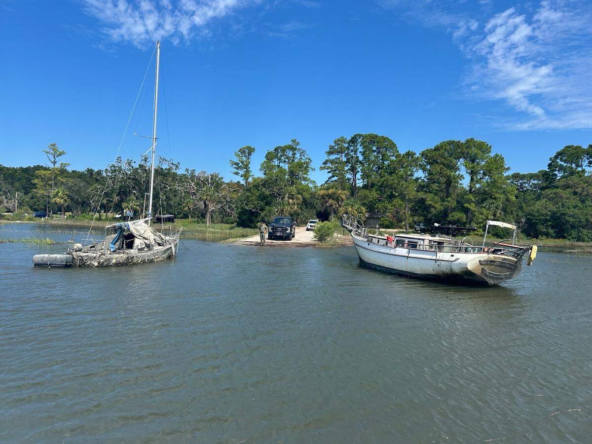 Abandoned boats that were removed from waterways of Hilton Head Island shown in this handout photo from the South Carolina Department of Natural Resources.