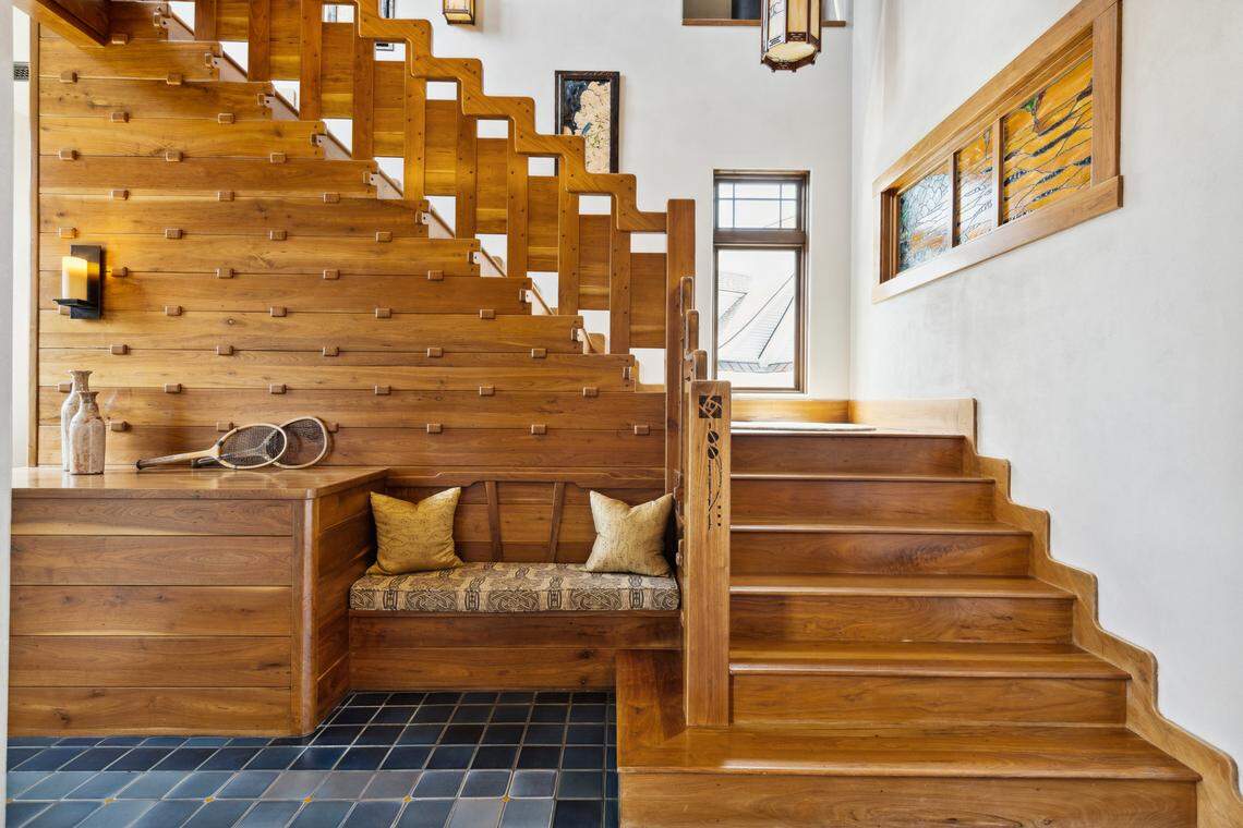 A view of the custom staircase found within 36 Plumbridge Circle on Hilton Head Island, SC.