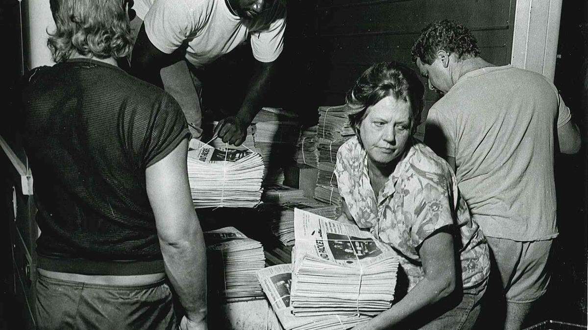 Island Packet newspapers are unloaded from a truck in this undated photo likely from the late 1970s.