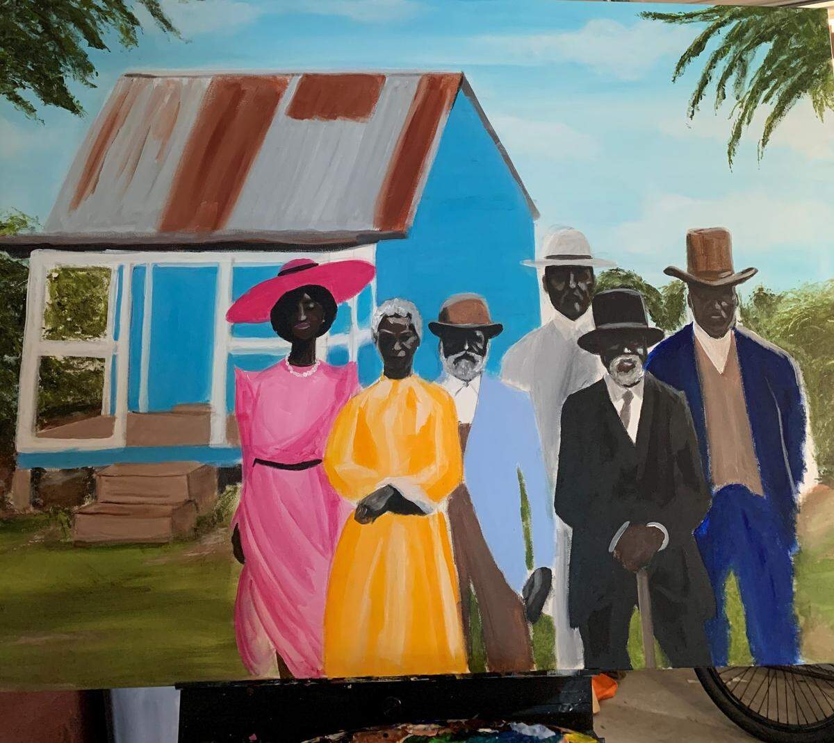 Artist Tony Burns depiction of the Geechee people for the Hilton Head Middle School history gallery.