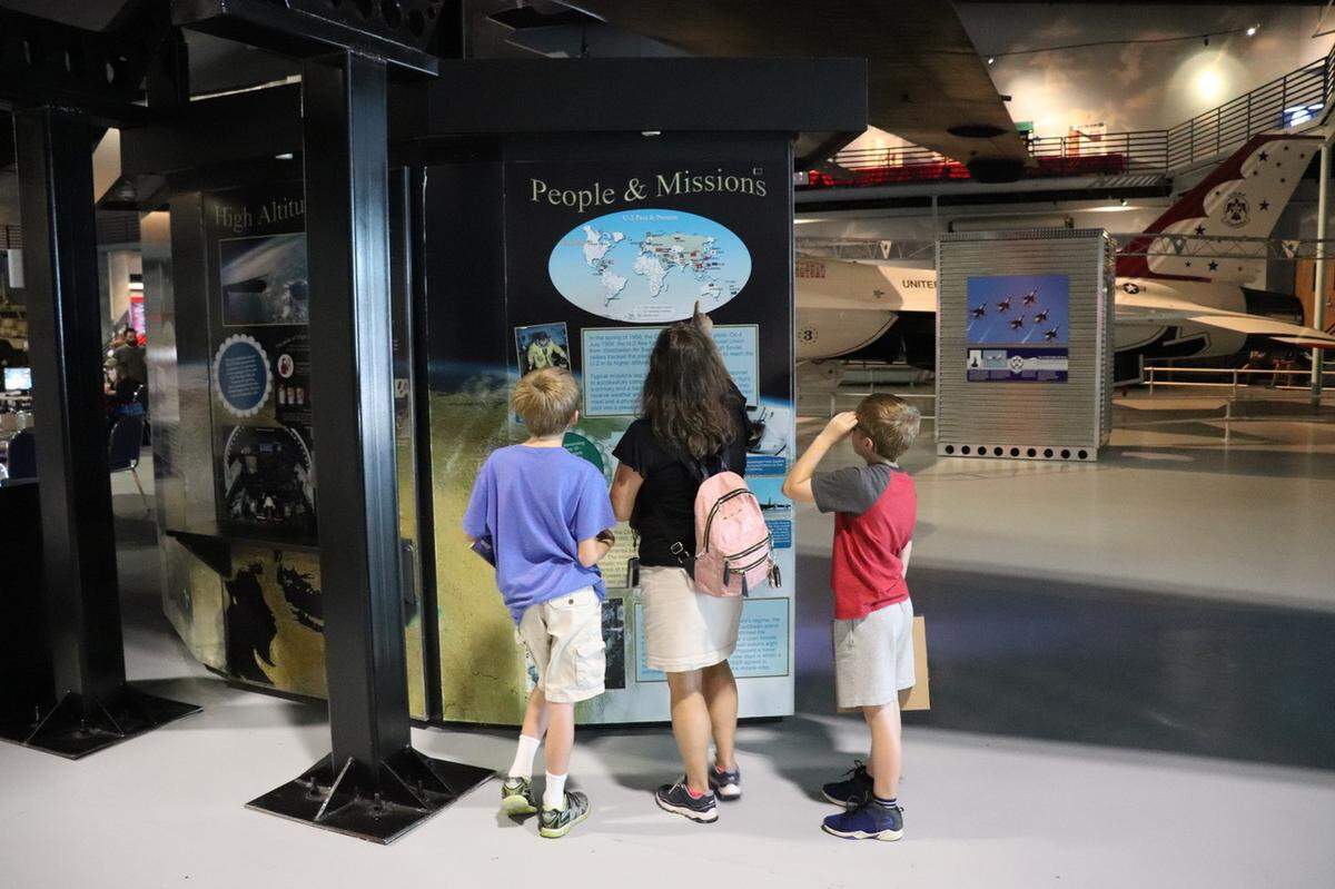 Interactive exhibits at the Museum of Aviation in Warner Robins, Georgia, make for an enjoyable and educational visit for people of all ages.