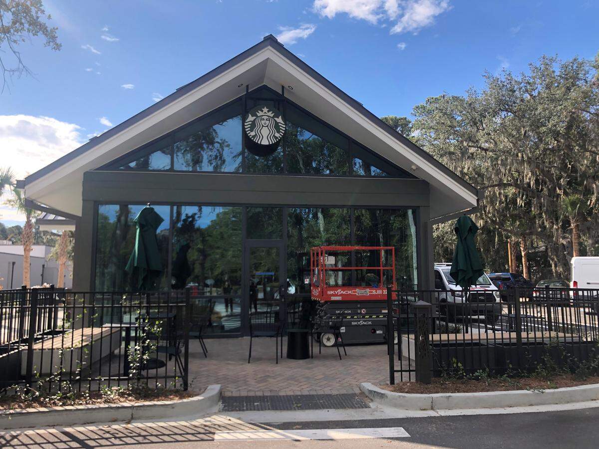 Final touches are being completed on the Starbucks on the north end of Hilton Head in Sea Turtle Marketplace.