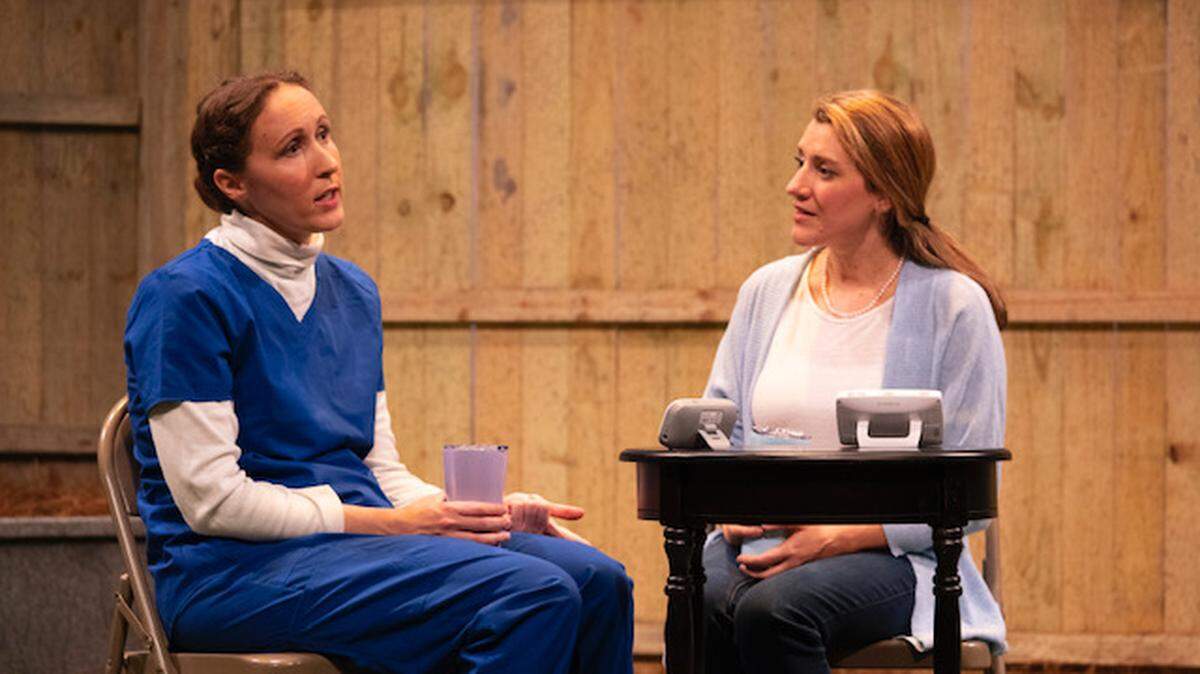 Taylor Harvey and Libby Ricardo in Lean Ensemble’s “Cry It Out,” by playwright Molly Smith Metzler. The Hilton Head Zoom recording is available through March 14, 2021, by registering at www.leanensemble.org.