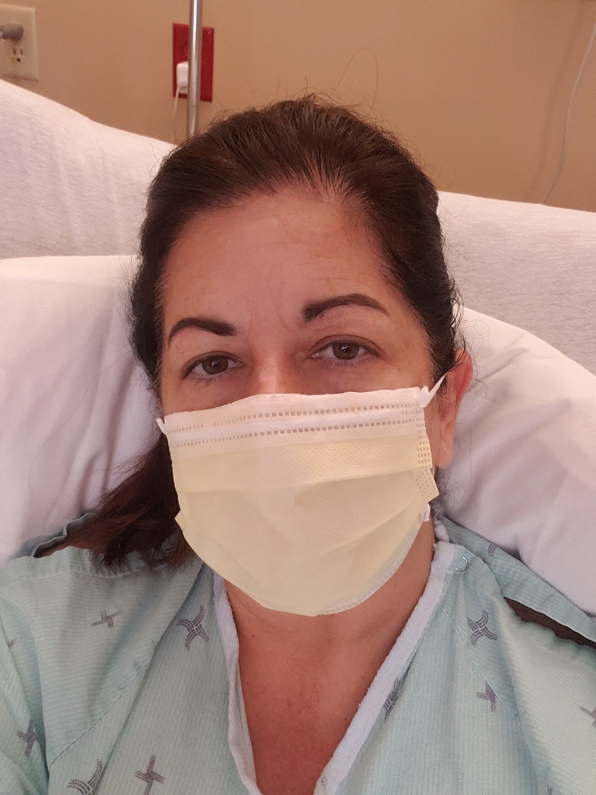 Pamela Lazarus Rickett took this photo of herself while hospitalized with COVID-19 at Hilton Head Hospital between March 20-27, 2020.