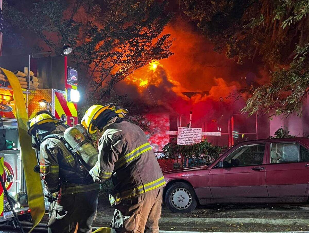 First responders from the City of Beaufort/Town of Port Royal Fire Department arrived at the burning Port Royal home around 6 a.m. on Easter Sunday. A cross and sign displayed outside the burning Port Royal home speak to the faith of Lillie Mae Young Middleton, a longtime leader of Lowcountry church congregations.