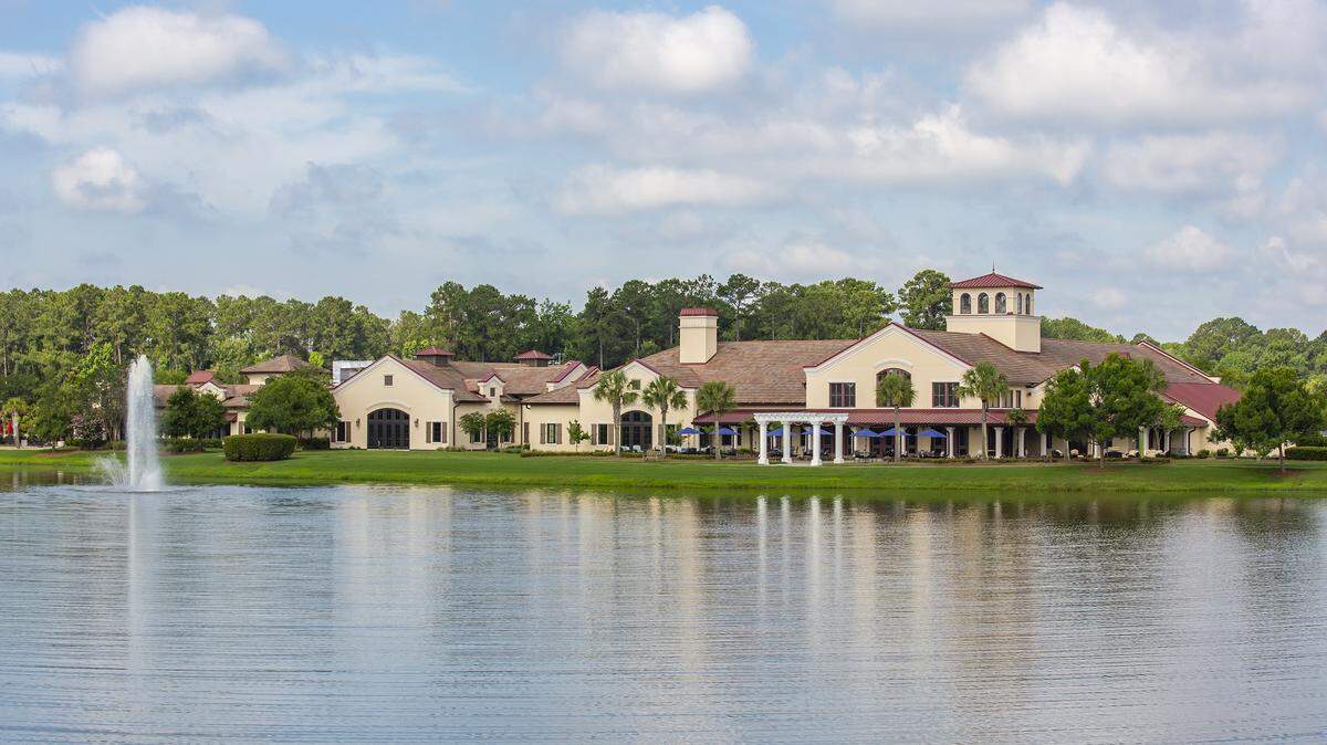 An exterior shot of Hampton Hall Club’s clubhouse.