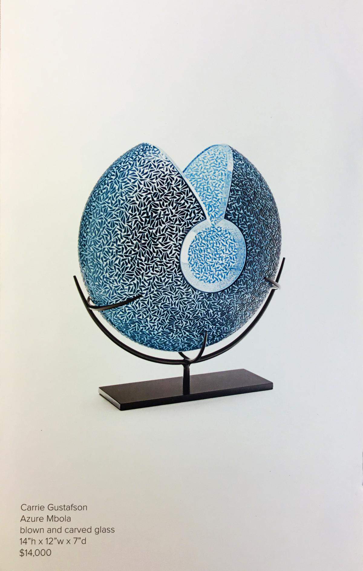 A copy of a Seattle-based art catalog, Verti, that lists Carrie Gustafson’s piece, Azure Mbola, at $14,000.
